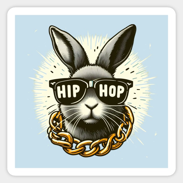 Hip Hop Easter Bunny Wearing Sunglasses and Gold Chain Sticker by TeeTrendz